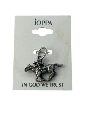 Joppa Horse Rider Dangle Charm Equestrian Silver Tone Thoroughbred Racing